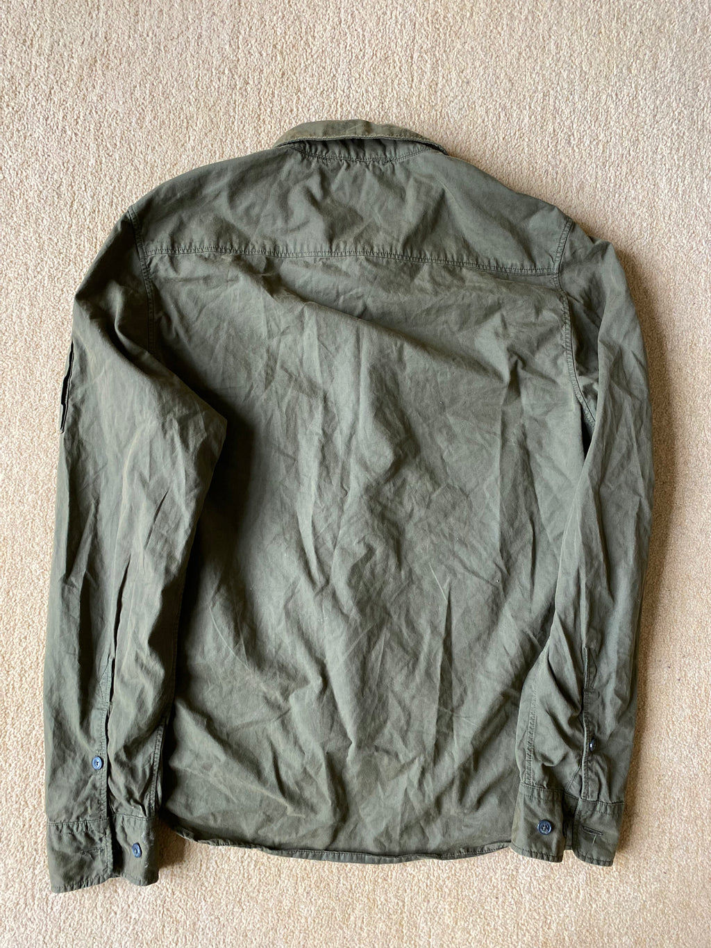 C.P Company Gabardine Lens Zip Overshirt In Thyme - Size Small