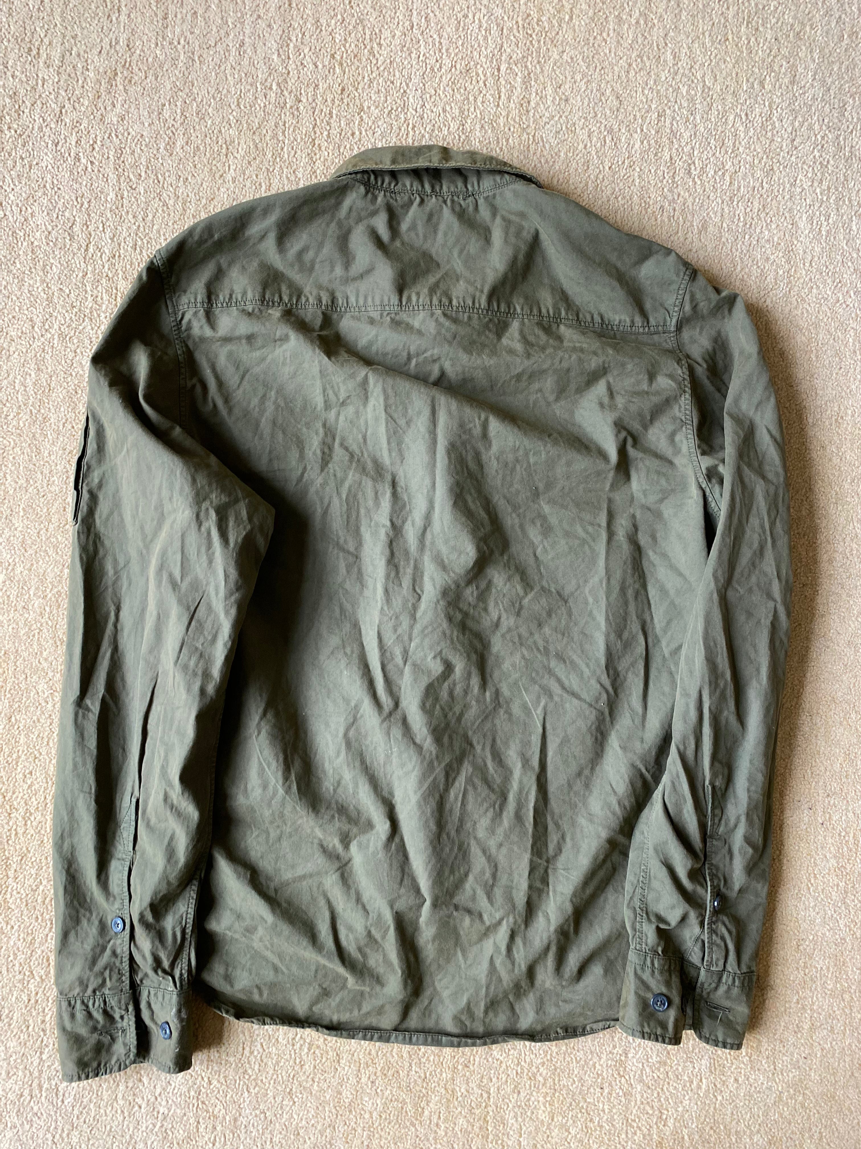 C.P Company Gabardine Lens Zip Overshirt In Thyme - Size Small